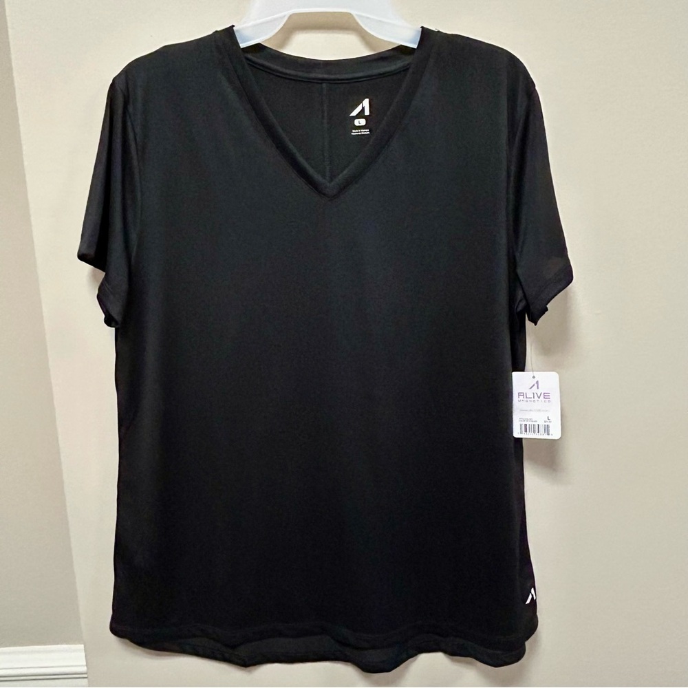 Alive Magnetics Sz M Rich Black Top Yoga Active Wear NWT